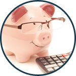piggy bank calculating project finances
